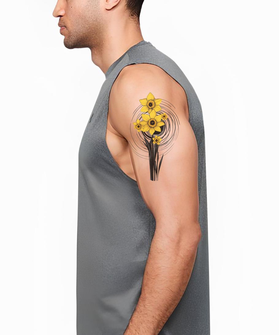 Golden Orbit Daffodil Tattoo Design