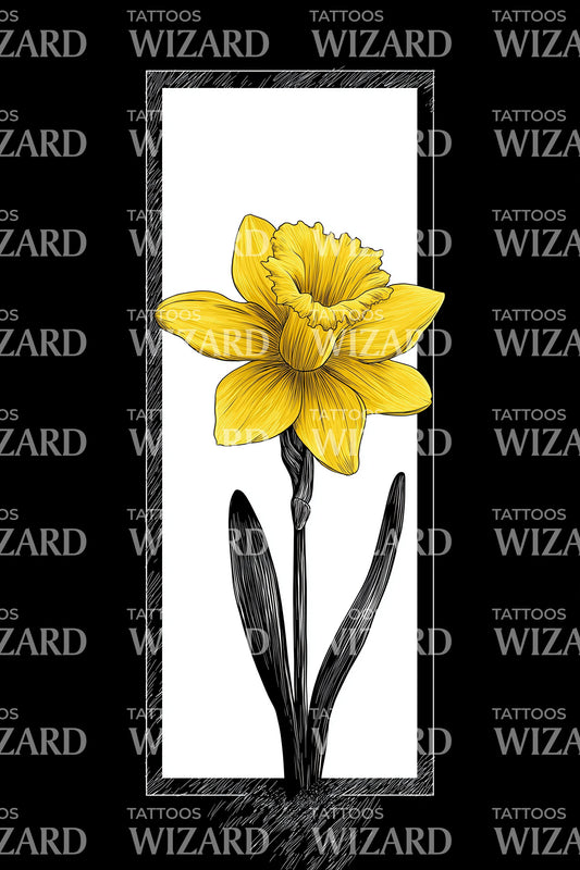 Golden Panel Daffodil Tattoo Design
