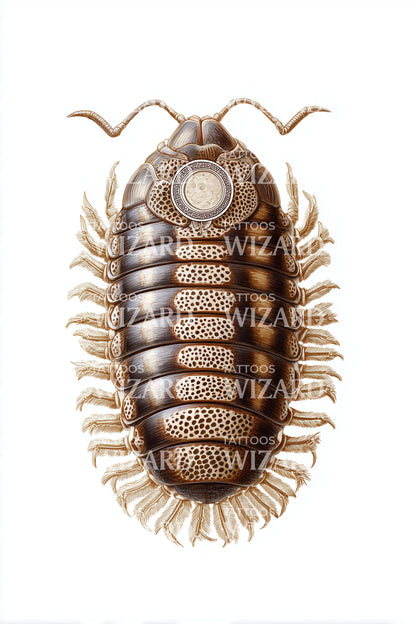 Golden Pillbug Armor Tattoo Design