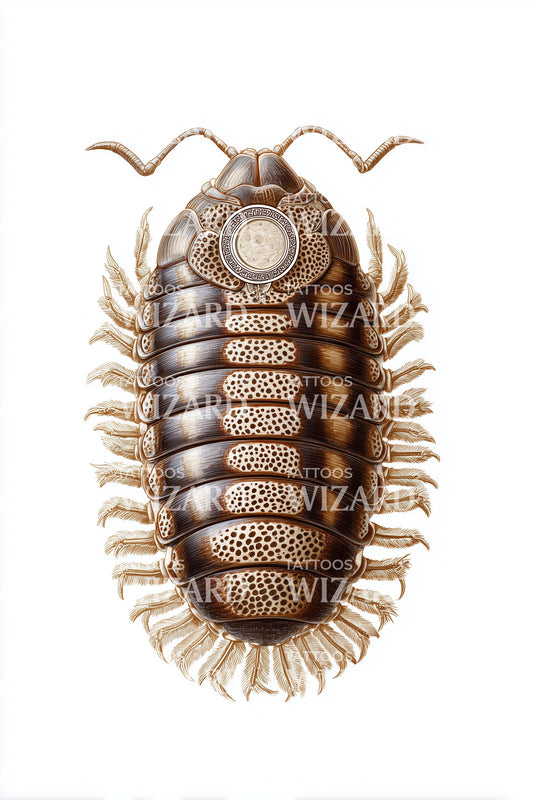 Golden Pillbug Armor Tattoo Design