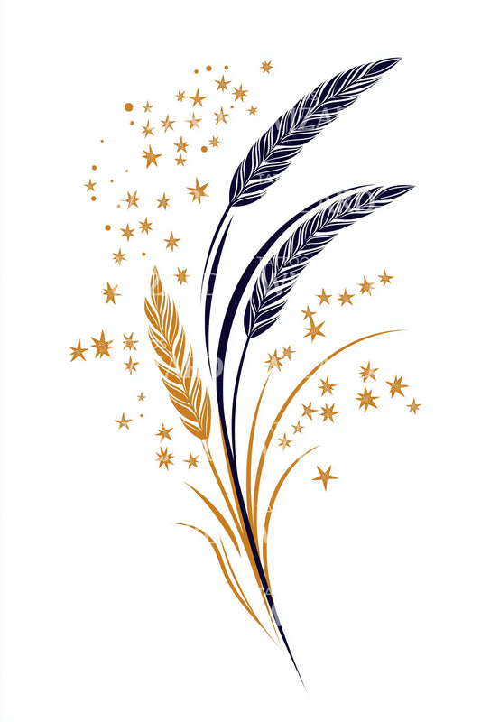 Gouden Paarse Gras Tattoo Ontwerp