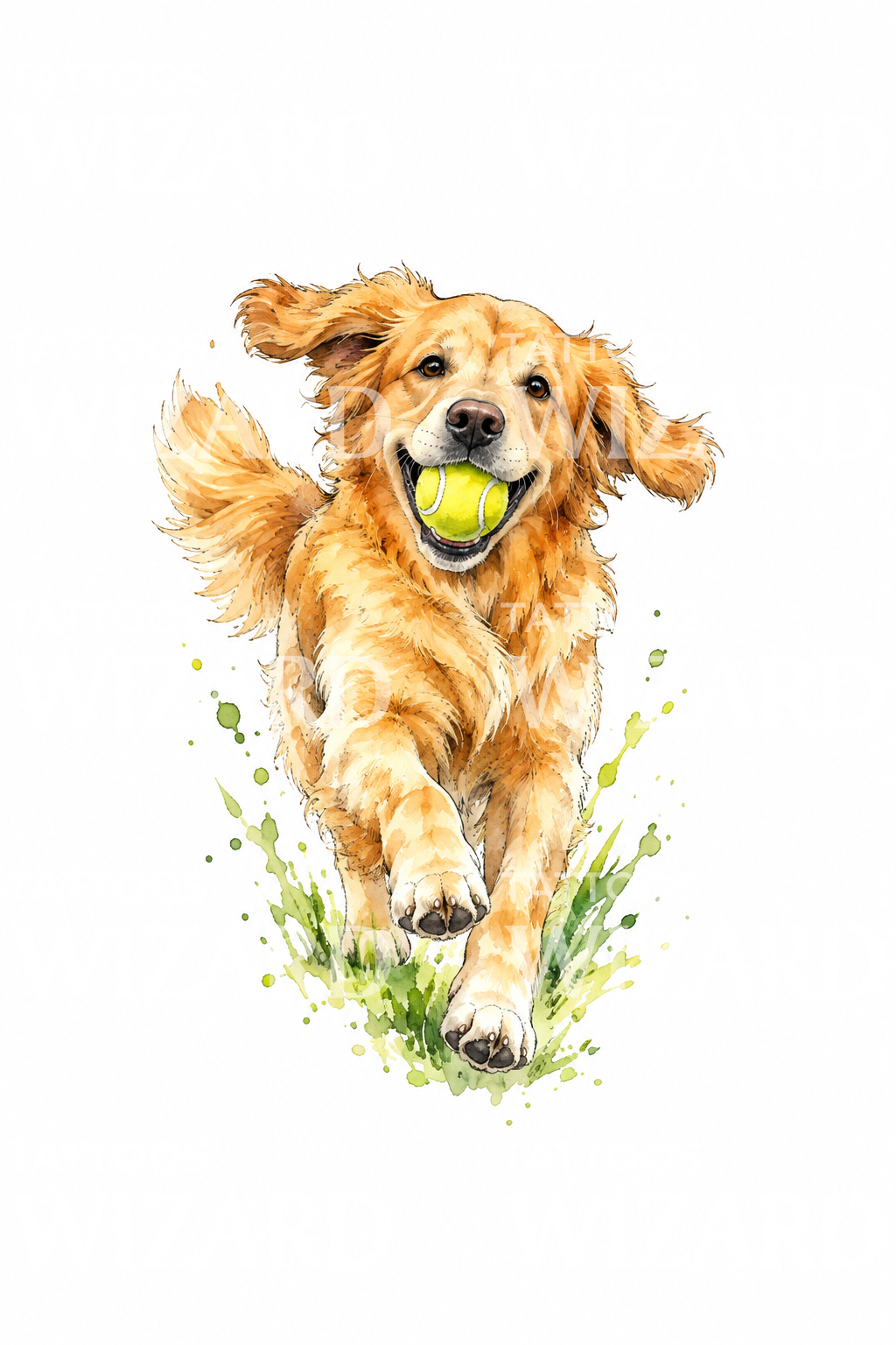 Σχέδιο τατουάζ με Golden Retriever και μπαλάκι του τένις
