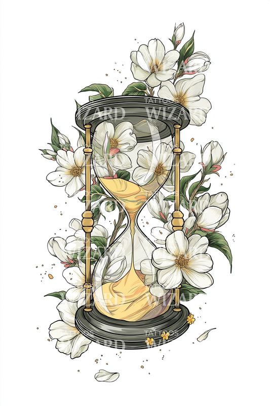 Golden Sands Hourglass Tattoo Design