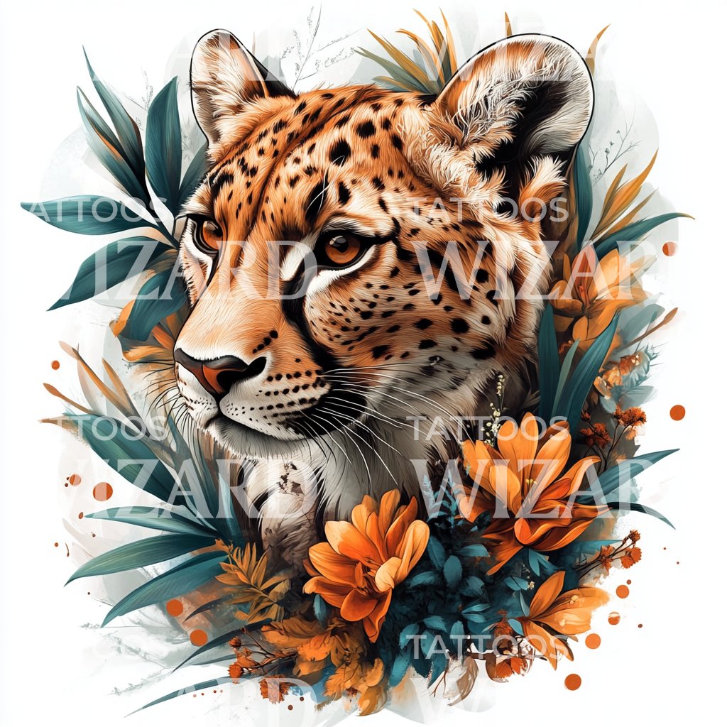 Golden Savannah Cheetah Tattoo Design