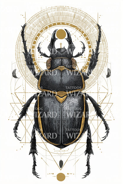 Golden Scarab Emblem Tattoo Design