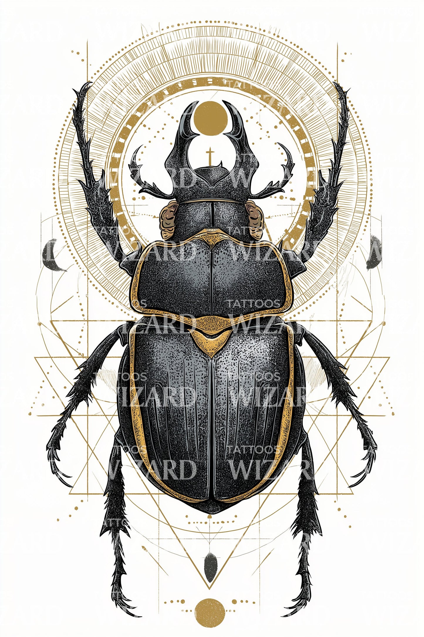 Golden Scarab Emblem Tattoo Design