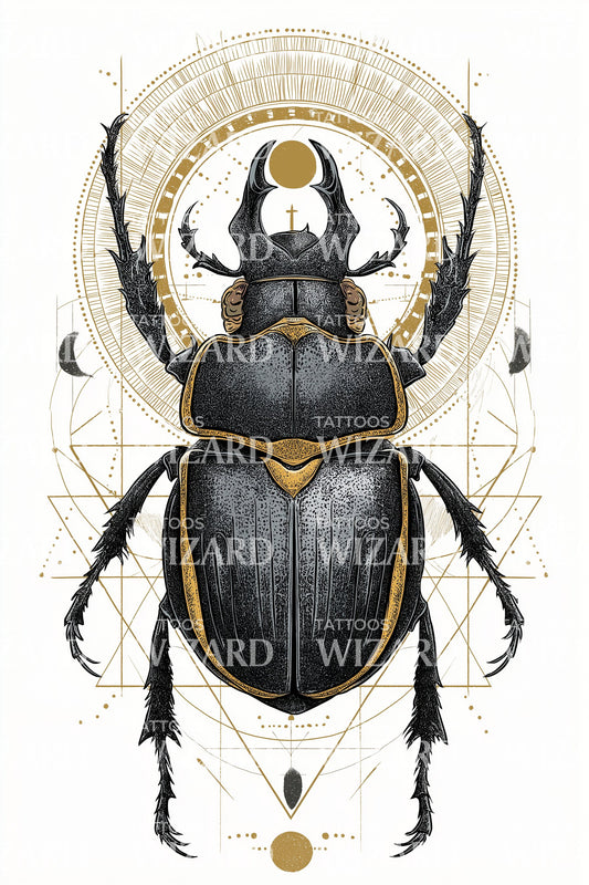 Golden Scarab Emblem Tattoo Design