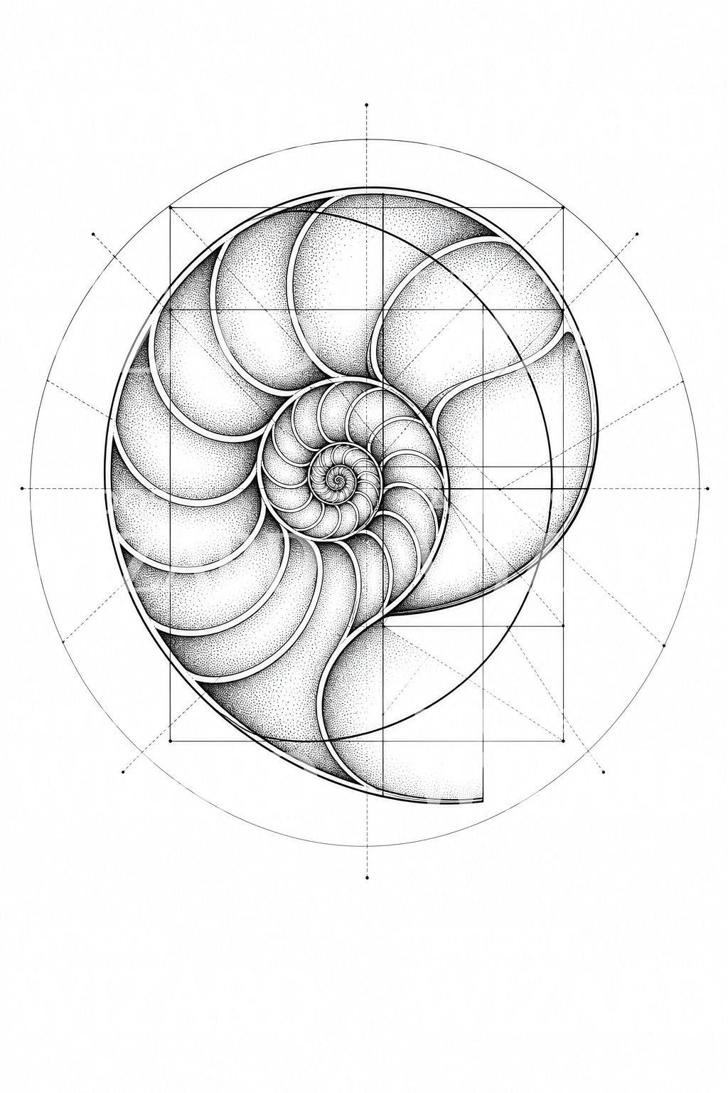 Design de tatuagem de náutilo em espiral dourada