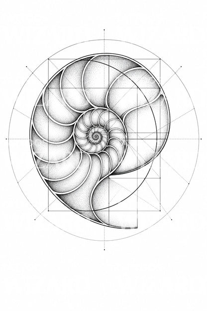 Design de tatuagem de náutilo em espiral dourada