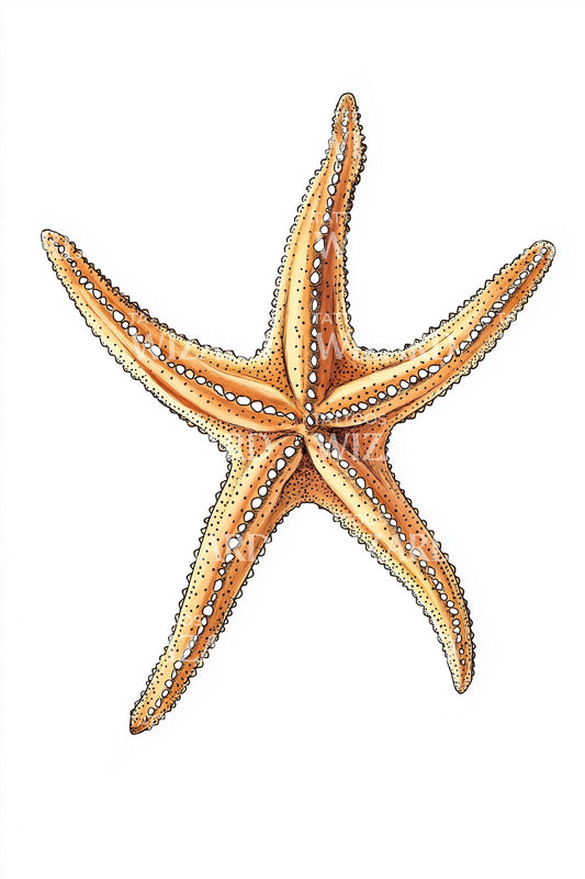 Golden Starfish Realism Tattoo Idea
