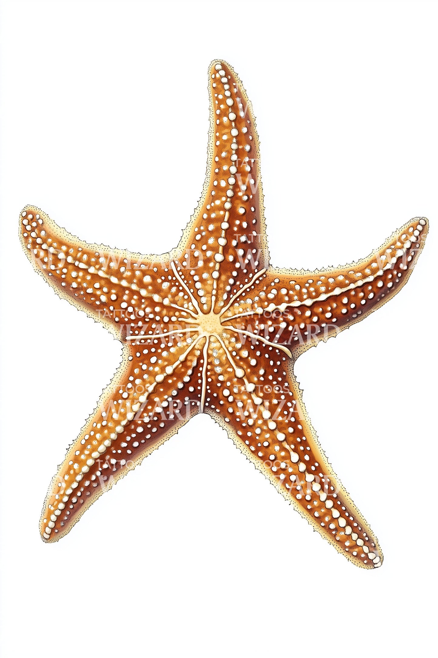 Golden Starfish Tattoo Illustration