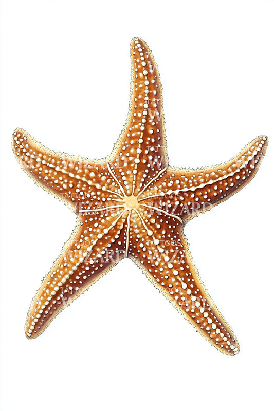 Golden Starfish Tattoo Illustration