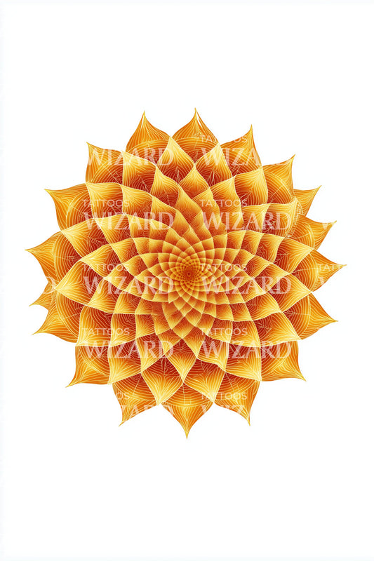 Golden Sun Spiral Tattoo Design