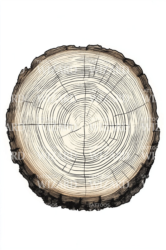 Golden Tree Rings Tattoo Design