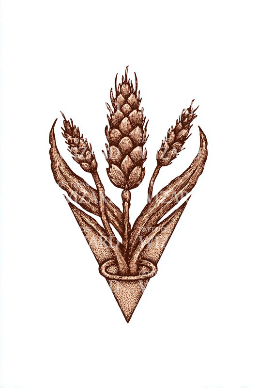 Golden Wheat Bouquet Tattoo Design