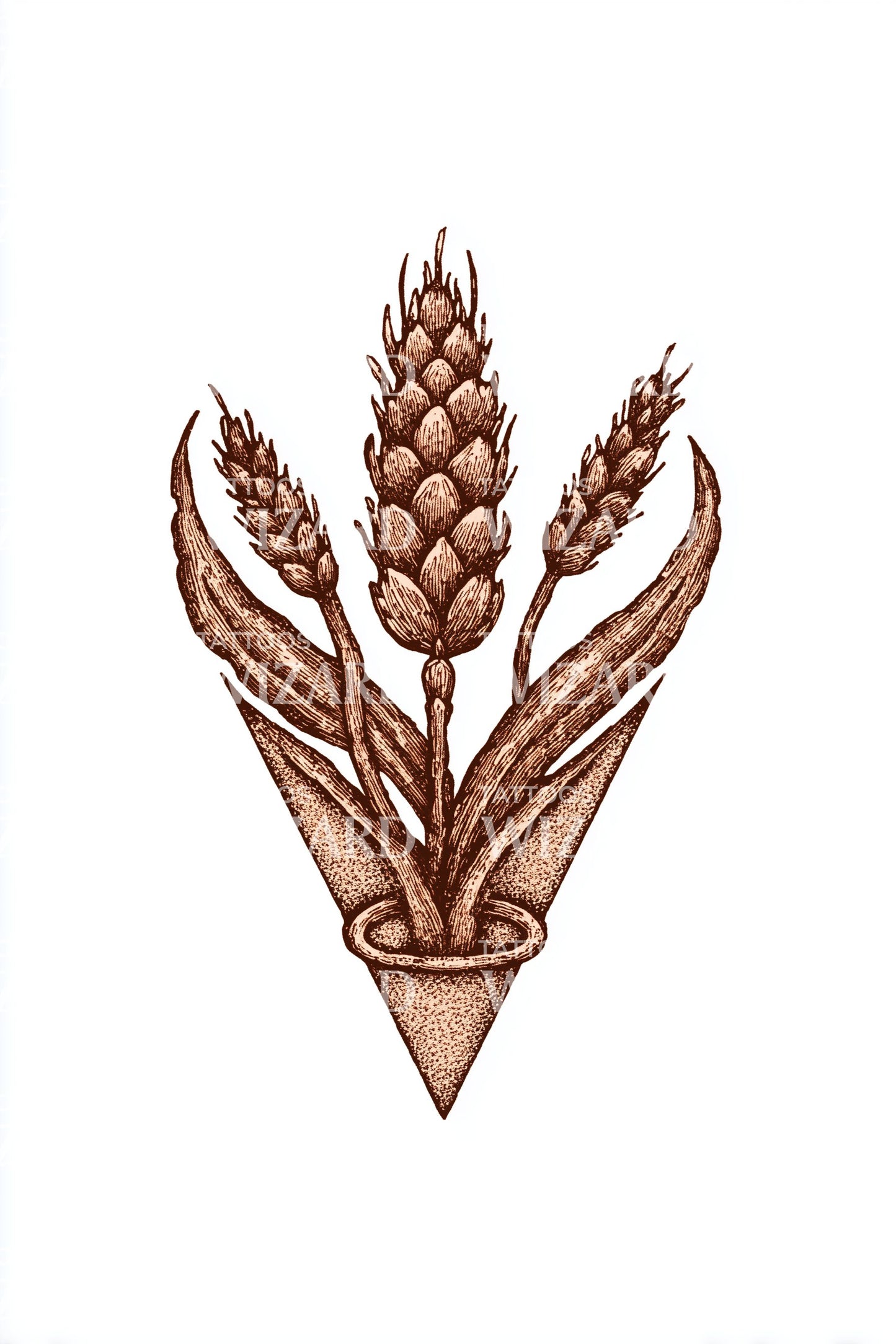 Golden Wheat Bouquet Tattoo Design