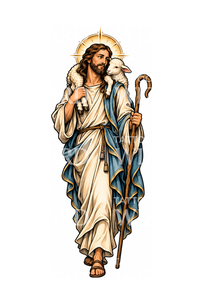 Good Shepherd Carrying Lamb Tattoo Design