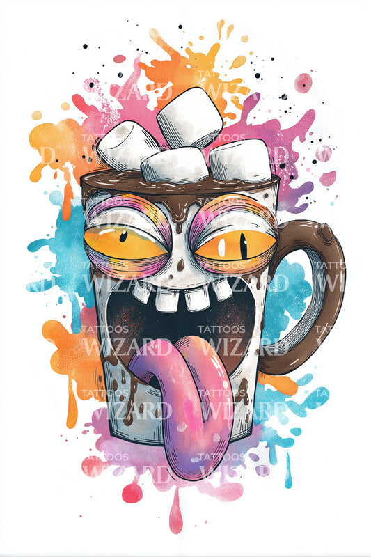 Goofy Hot Cocoa Tattoo Illustration