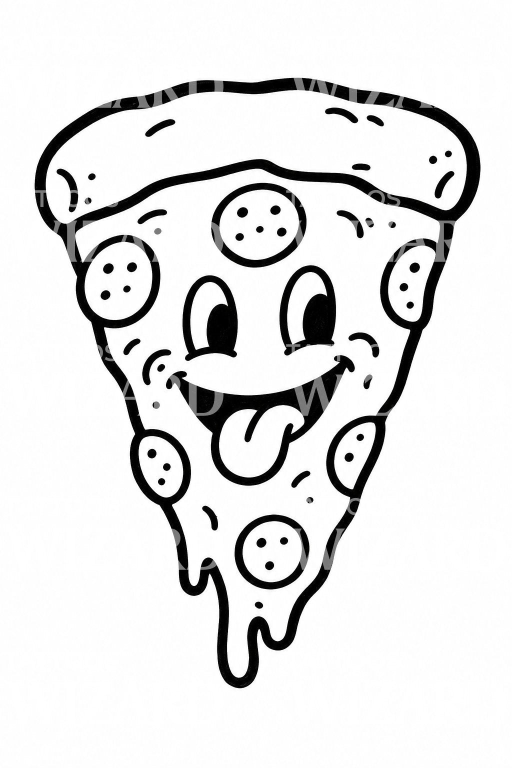 Goofy Pizza Slice Tattoo Design