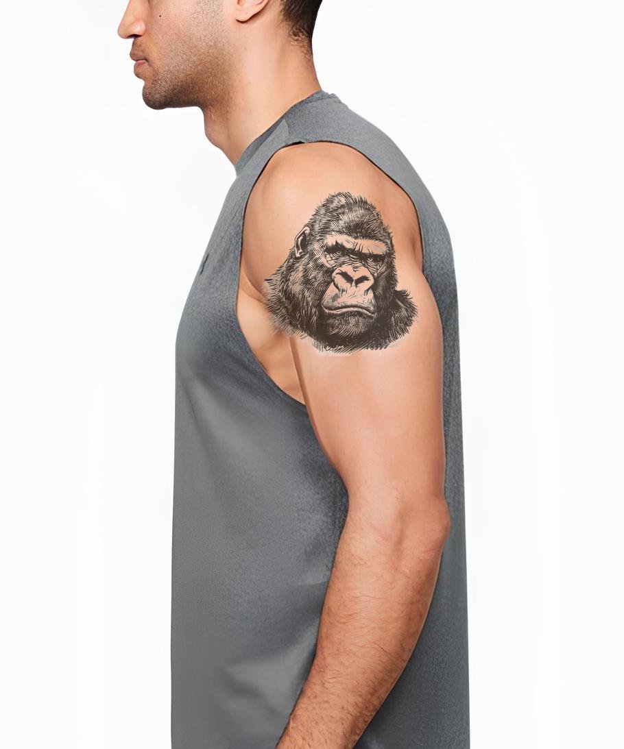 Strong Gorilla Face Tattoo Idea