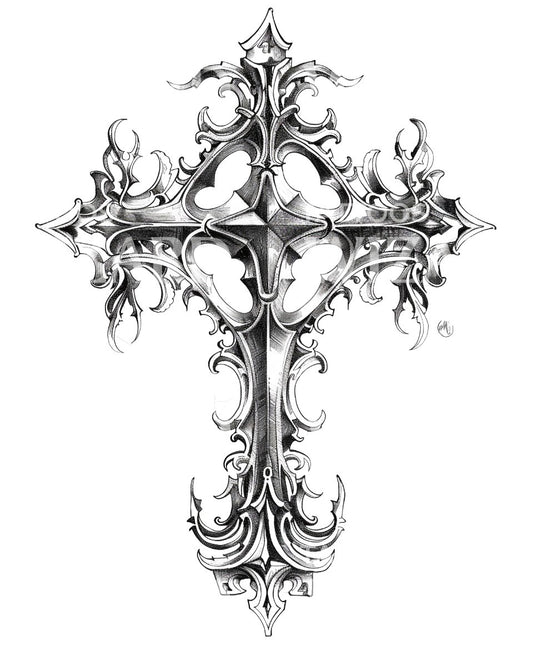 Goth Ink Detailed Cross Tattoo Design