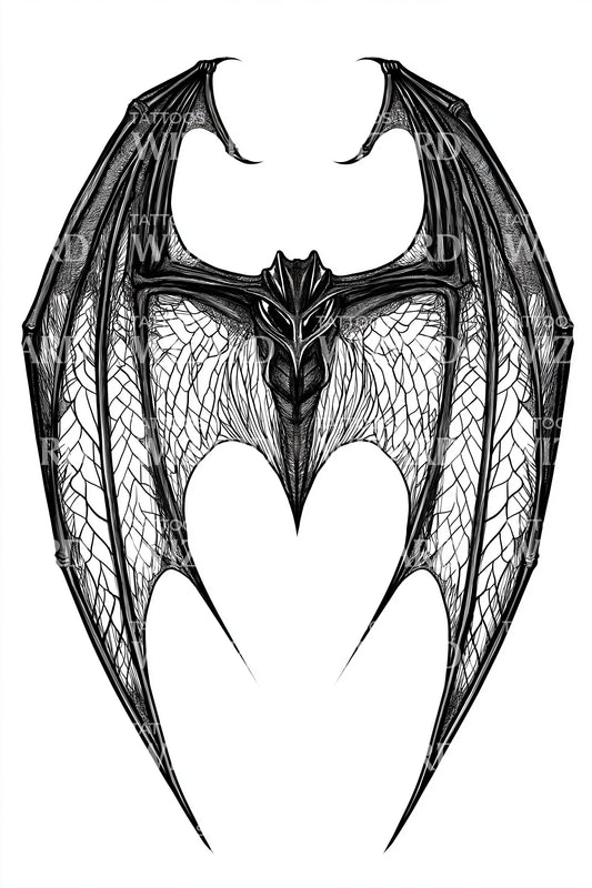 Gothic Bat Wings Tattoo Design