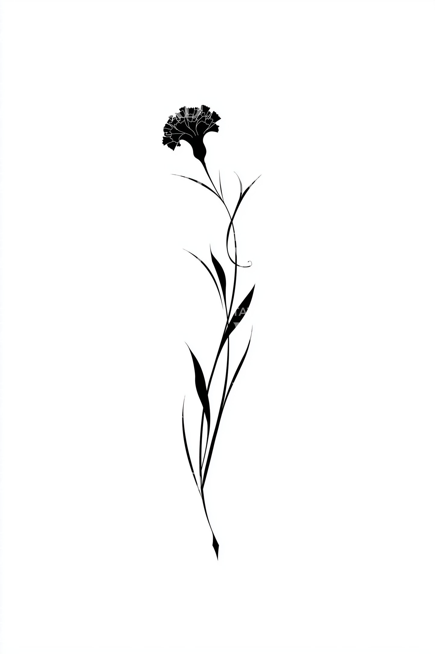 Desenho de Tatuagem de Cravo Preto Gótico