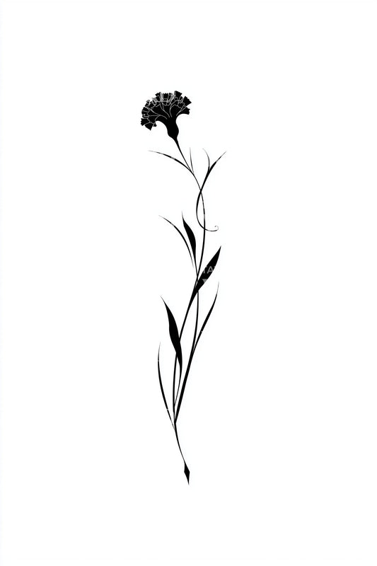 Desenho de Tatuagem de Cravo Preto Gótico