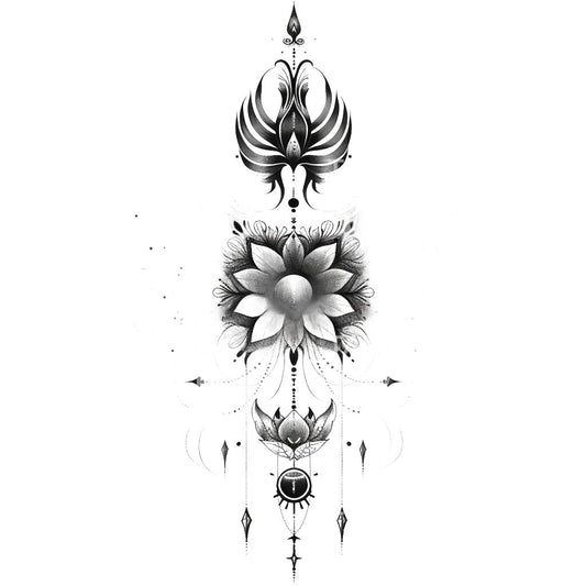 Gothic Bloom with Mystical Symmetry Tattoo Design