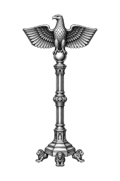 Keltisk brass eagle lectern tattoo illustration