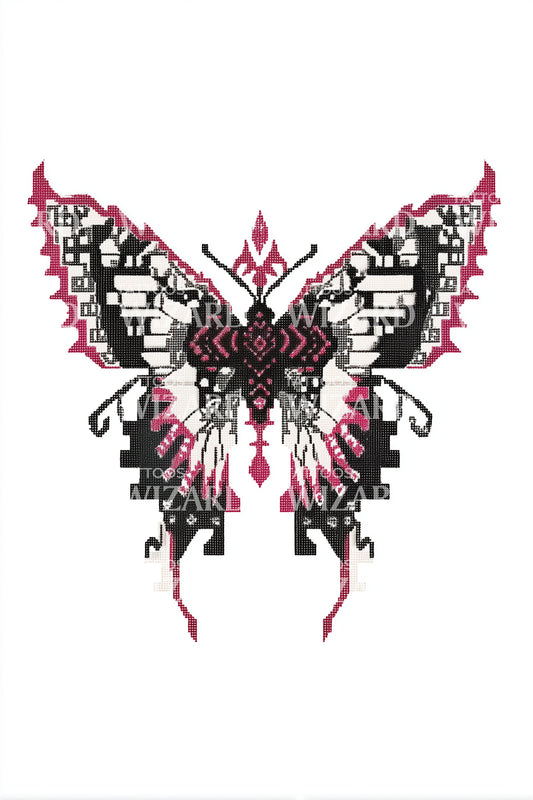 Ilustração de Tatuagem de Emblema de Borboleta Gótica