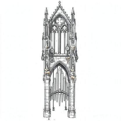 Gothic Cathedral Candles Tattoo Design