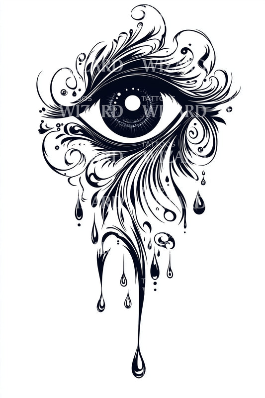 Gothic Dripping Eye Tattoo Design