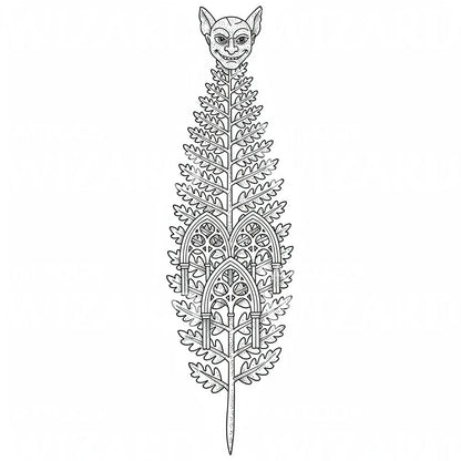 Gothic Fern Goblin Tattoo Design