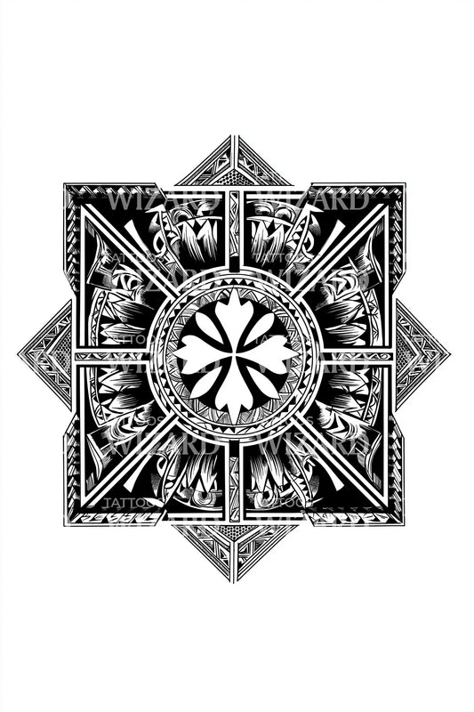 Gothic Mandala Cross Tattoo Illustration