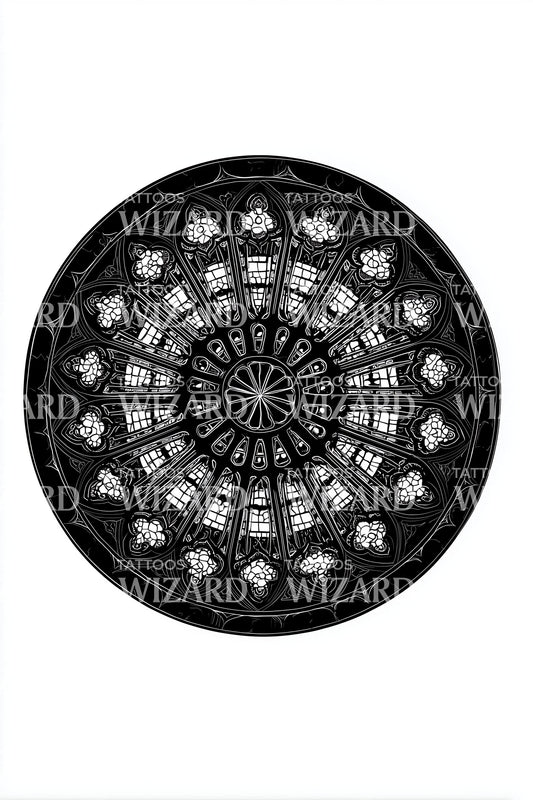 Gothic Rose Window Mandala Tattoo Design