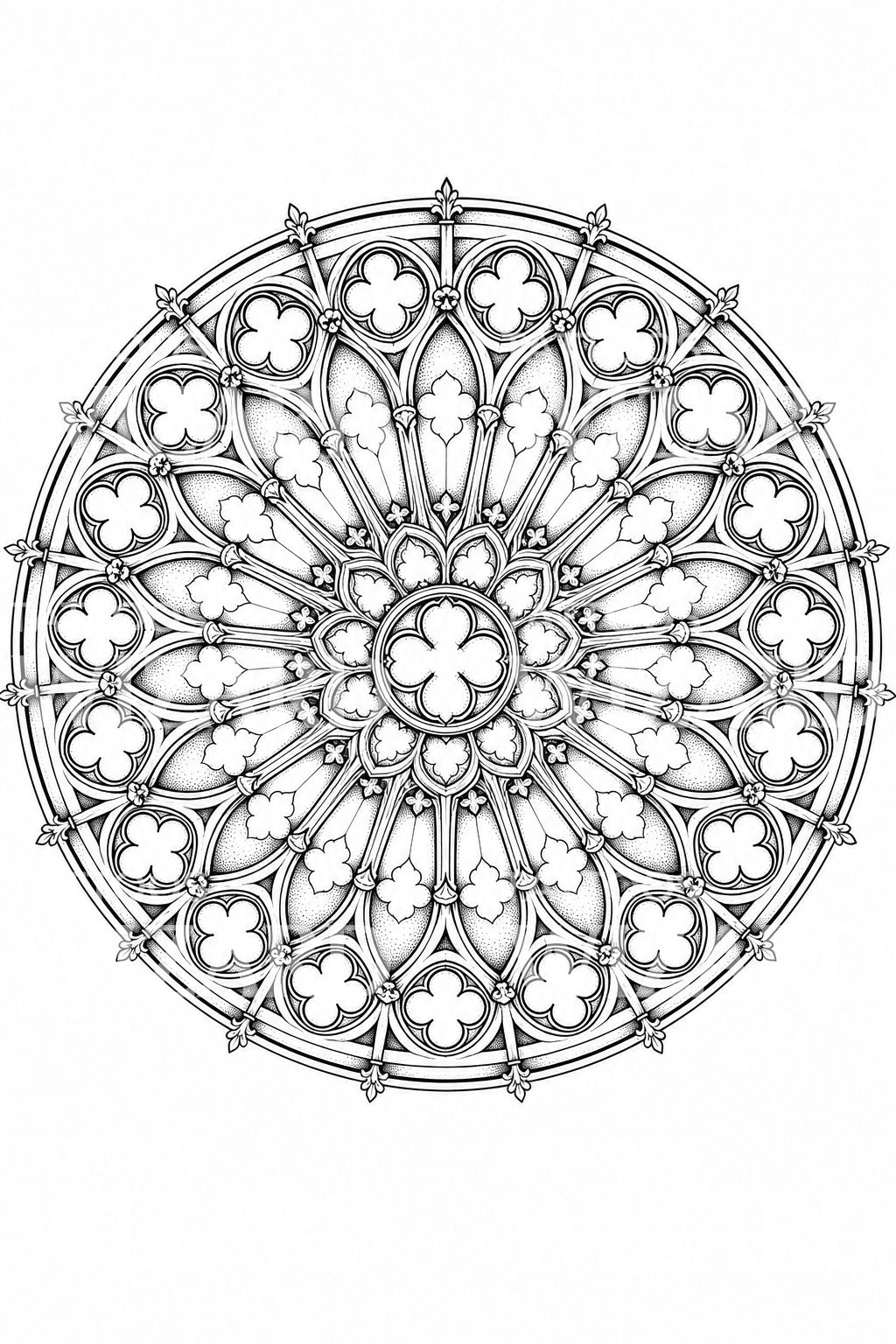 Gothic Rose Window Mandala Tattoo Design