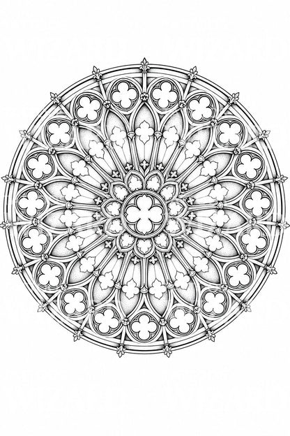 Gothic Rose Window Mandala Tattoo Design