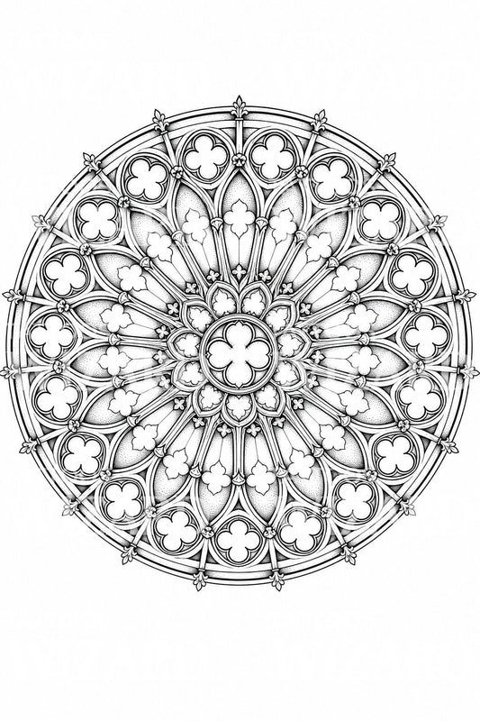 Design de tatuagem mandala rosácea gótica