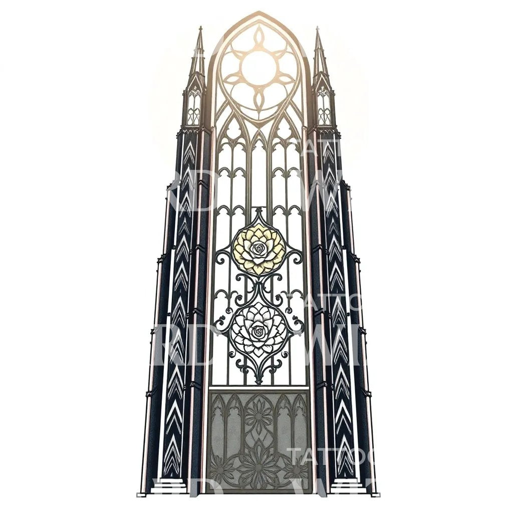 Gothic Rose Window Tattoo Design