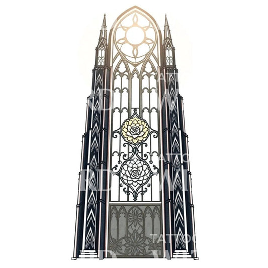 Gothic Rose Window Tattoo Design