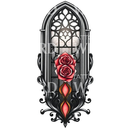Gothic Rose Window Tattoo Design