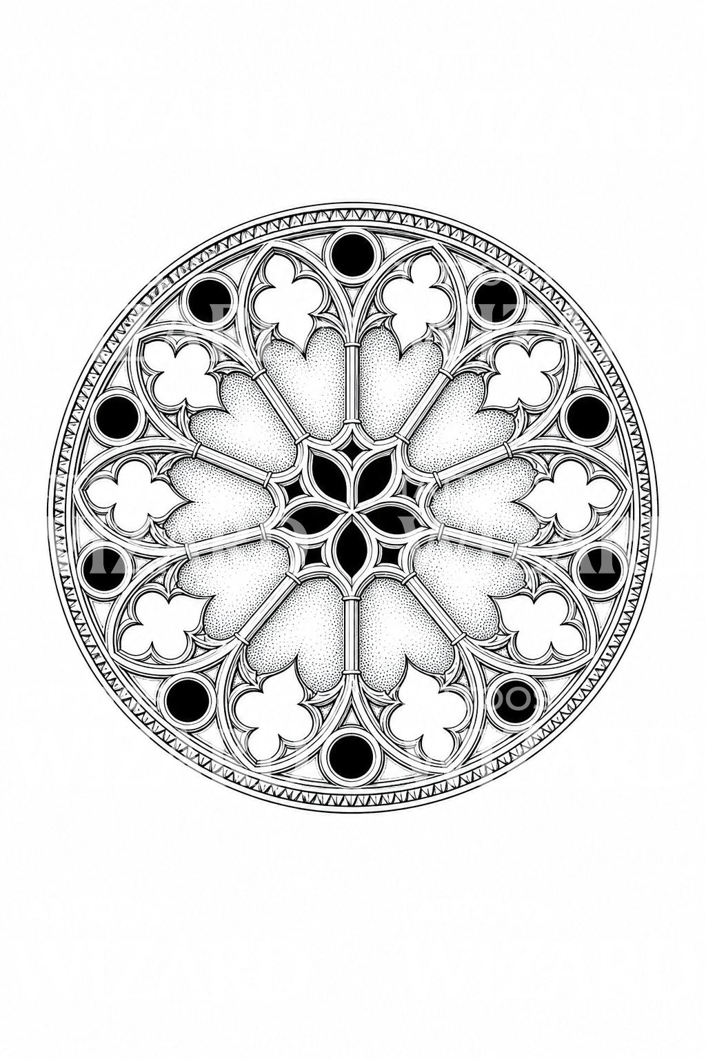 Motif de tatouage rosace gothique à remplage