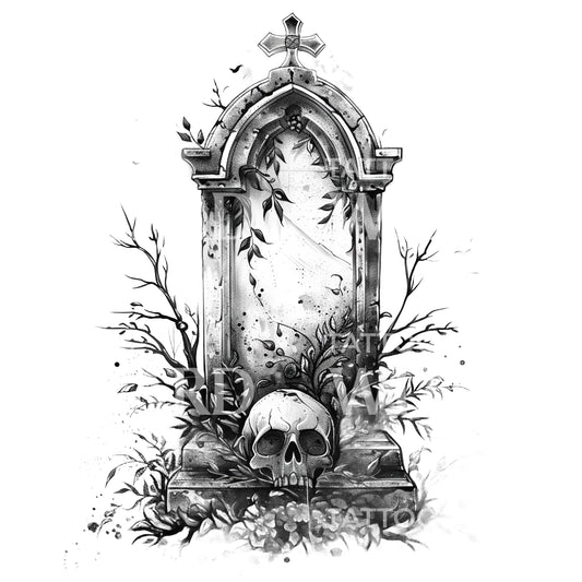 Conception de tatouage de pierre tombale gothique