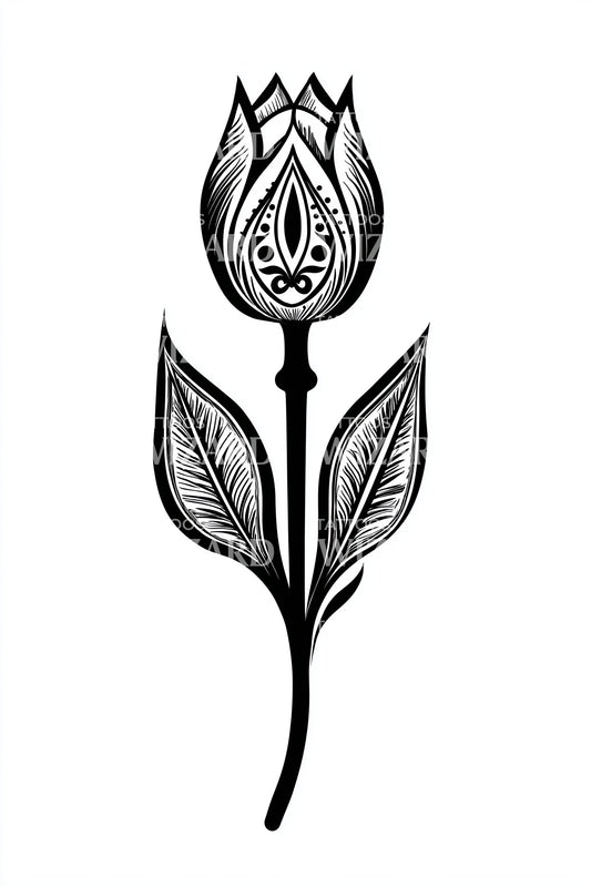 Gothic Tulip Emblem Tattoo Design