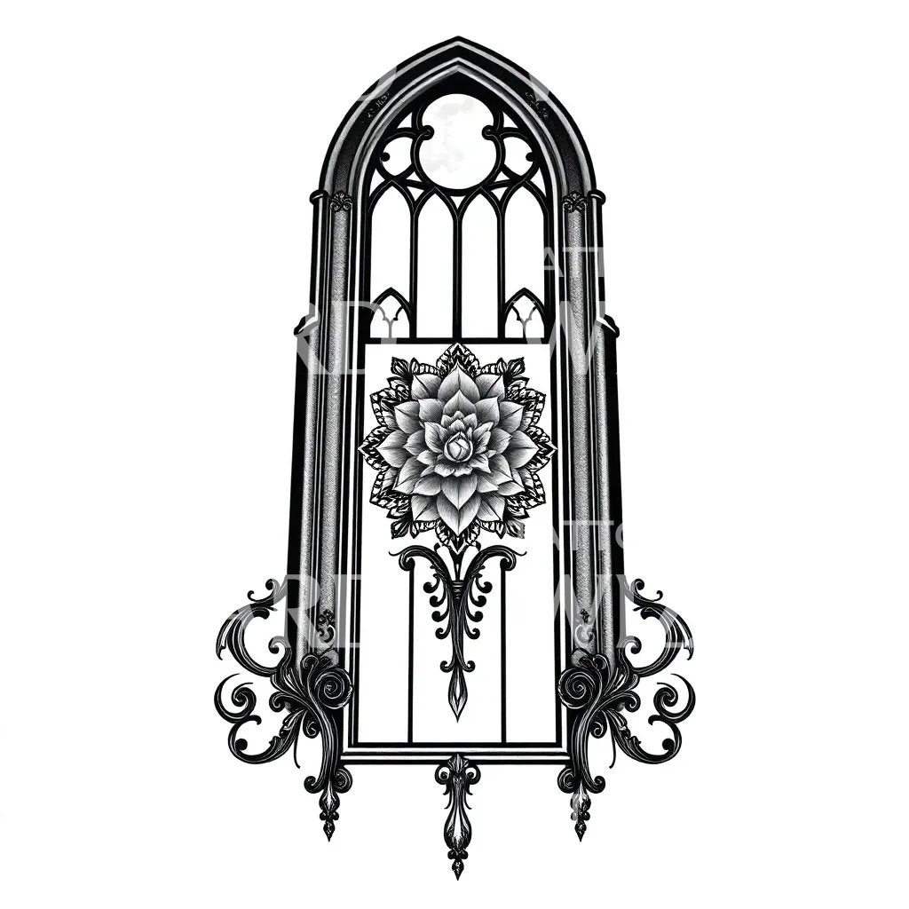 Gothic Window Mandala Tattoo Design