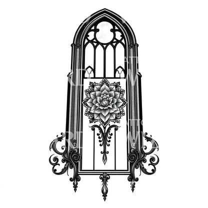Gothic Window Mandala Tattoo Design