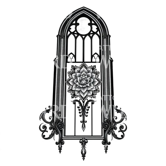Gothic Window Mandala Tattoo Design