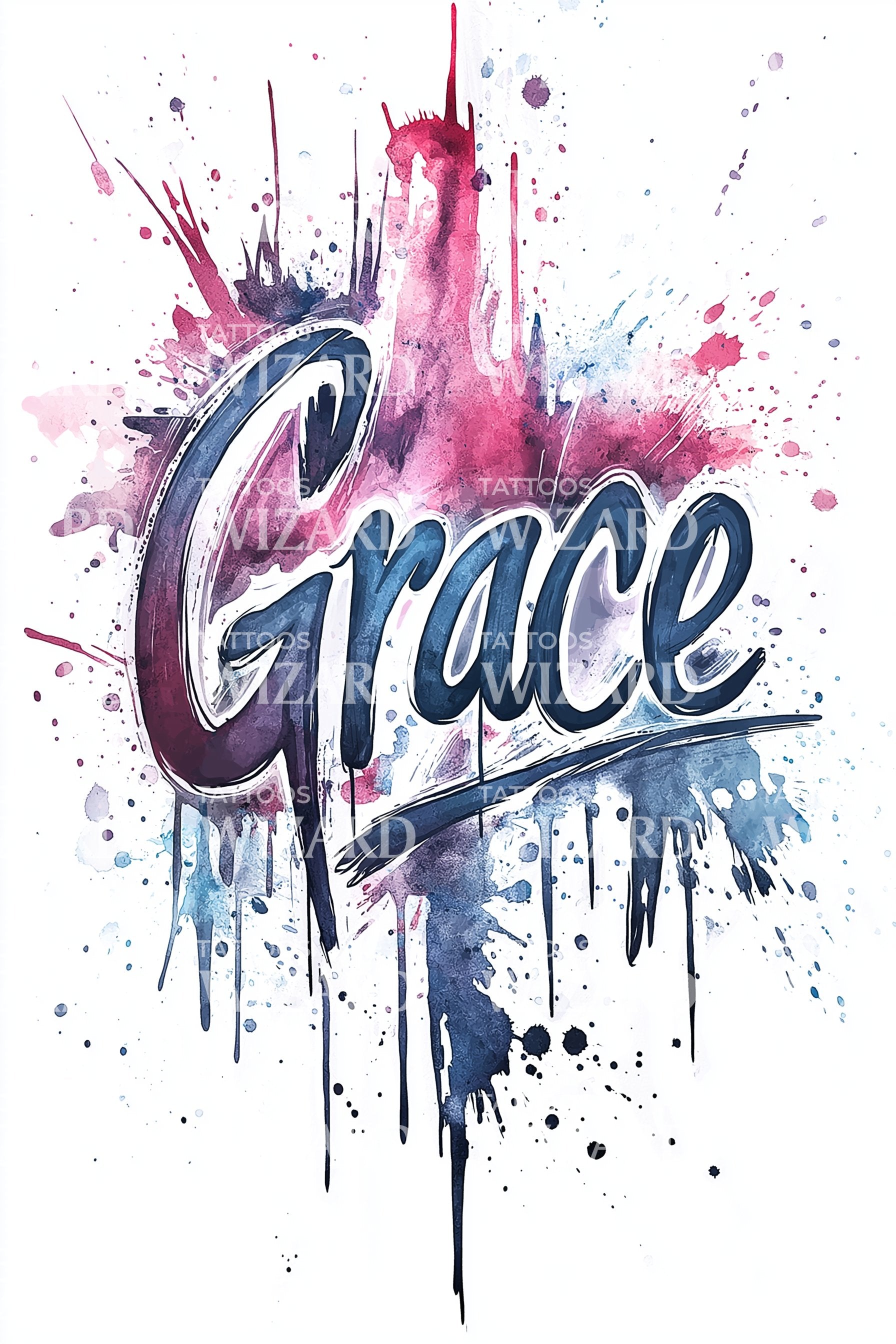 Grace Script Amd Outlines Grace Brushstroke Script Tattoo Illustration – Tattoos Wizard Designs