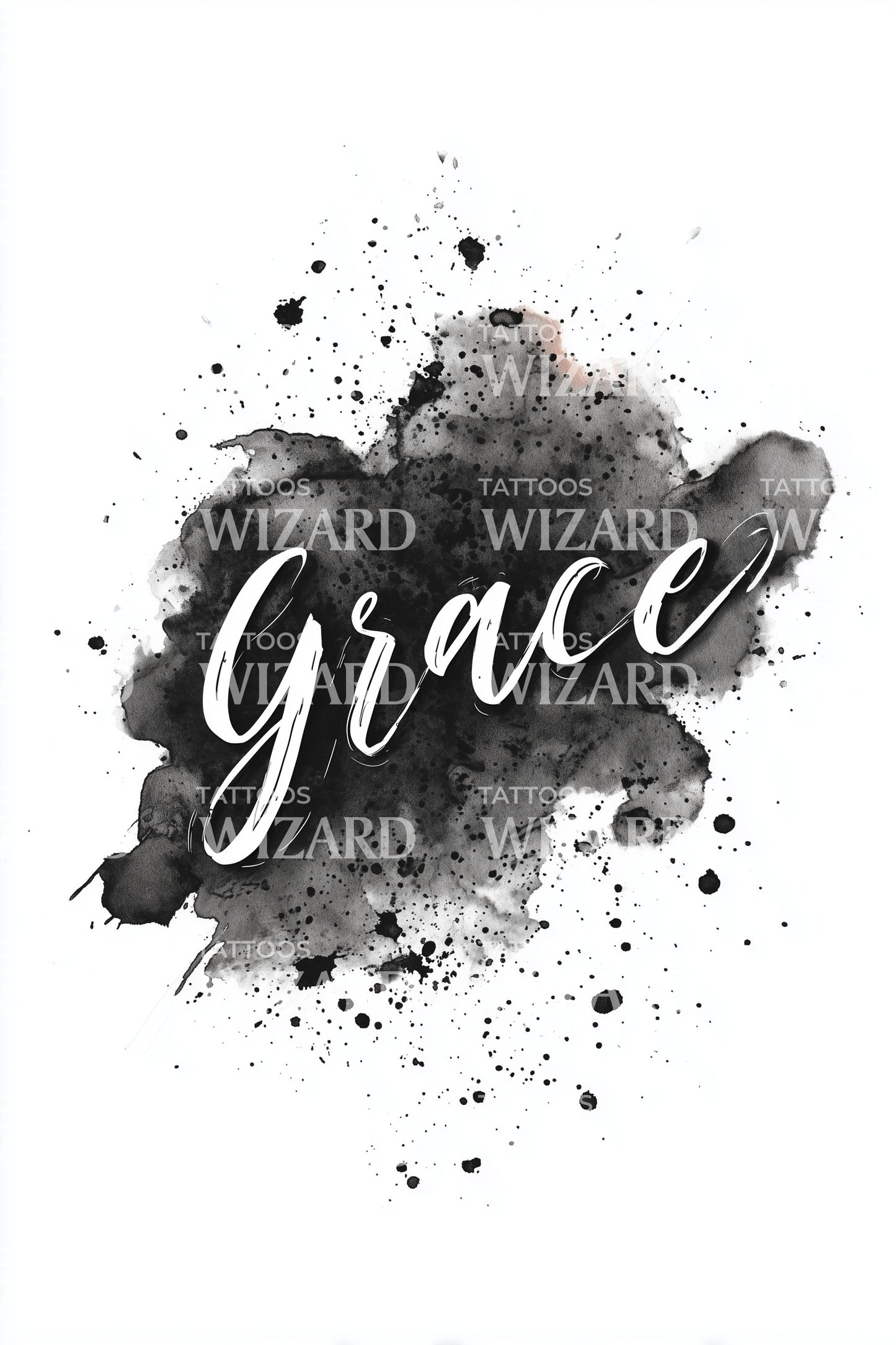 Grace Cloudy Cursive Tattoo Idea
